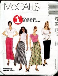 8716 MCCALLS EZ 1 HR STRETCH KNIT STRT- A-SKIRT PATTERN LG 16,18; MD 12,14 CHOICE UNCUT